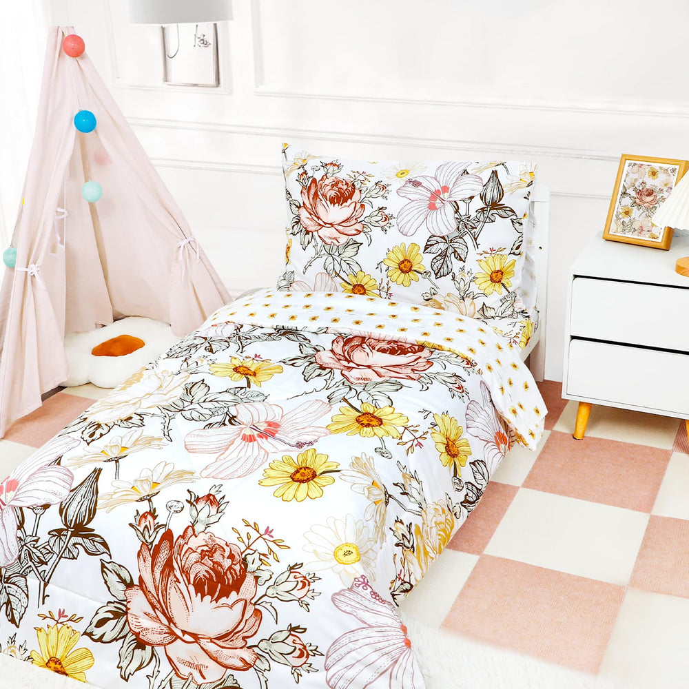 HNHUAMING toddler bedding room look showing coordinated floral theme