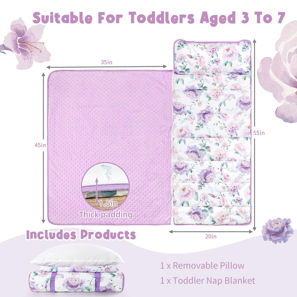 HNHUAMING purple floral pattern nap mat adds cheerful style to naps