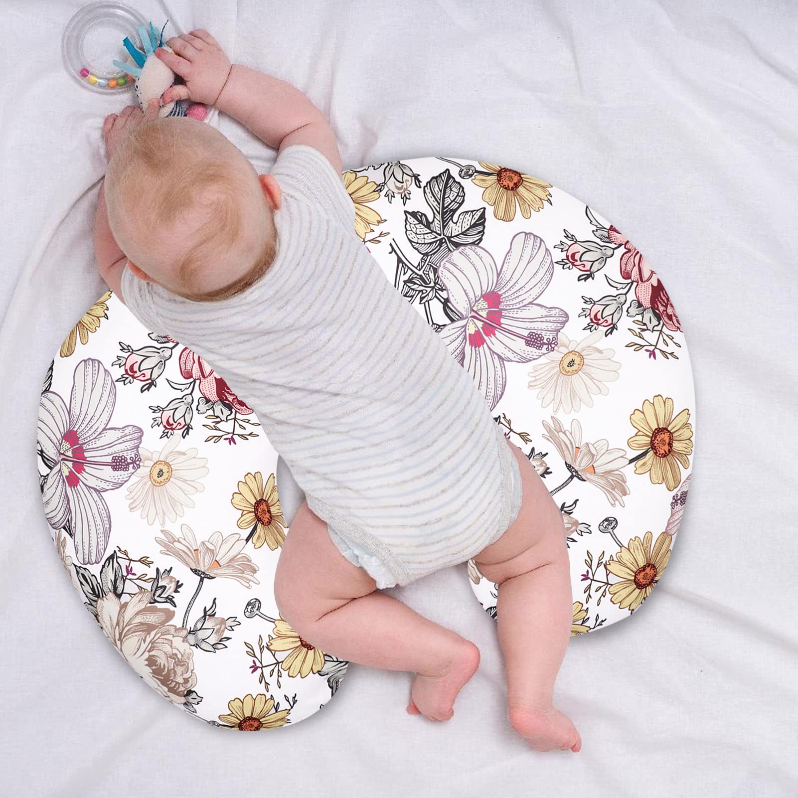 HNHUAMING floral nursing pillow cover baby-fed scene highlights cozy feeding moments at home