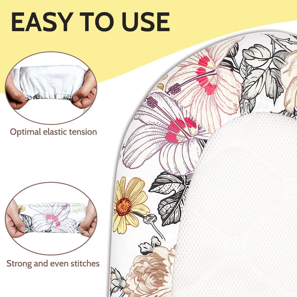 HNHUAMING bassinet sheet with elastic bottom attachment highlights easy placement during diaper changes.