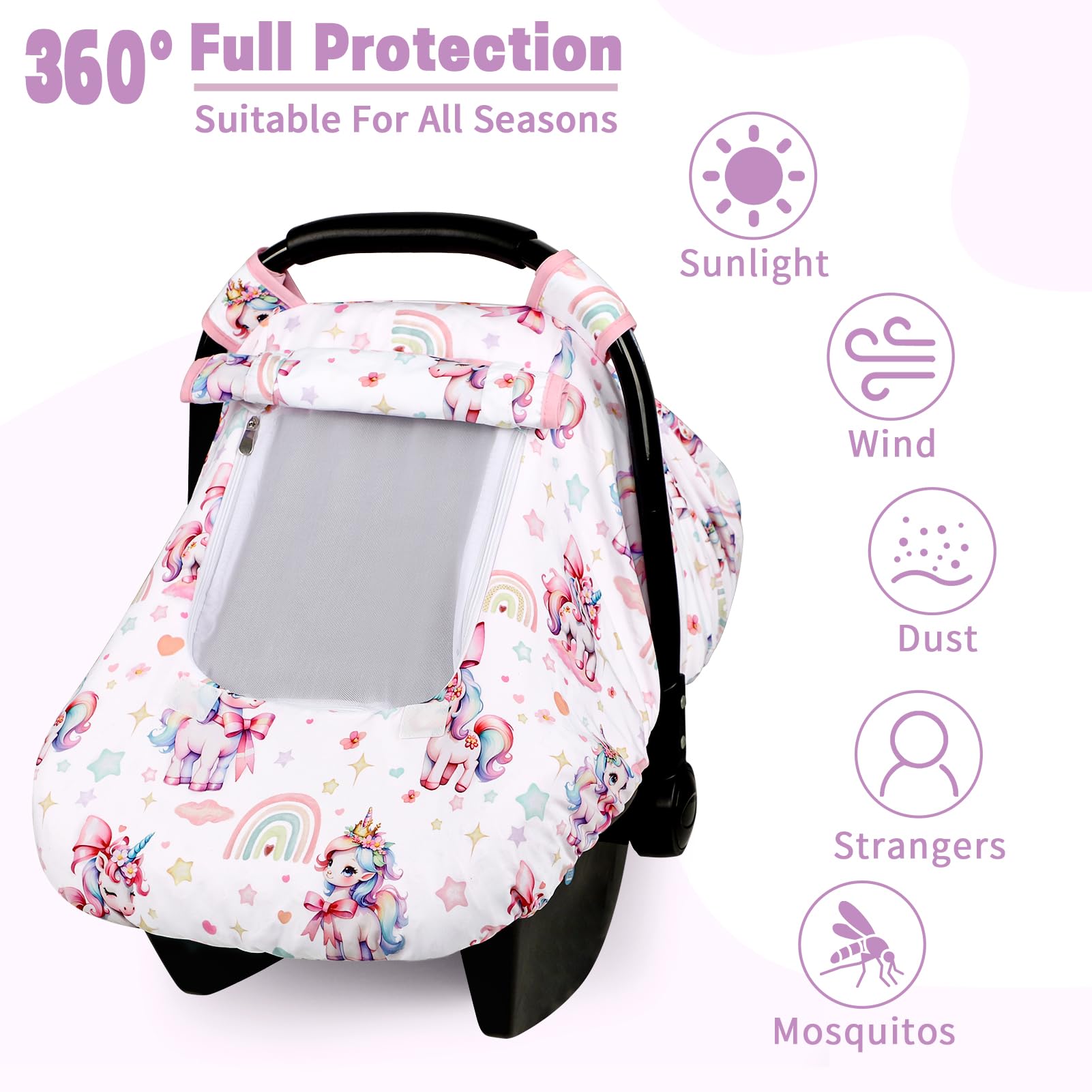 HNHUAMING car seat cover with breathable mesh window for airflow checks.