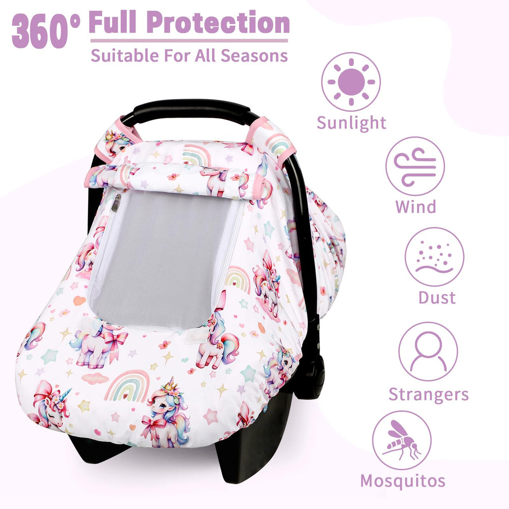 HNHUAMING car seat cover with breathable mesh window for airflow checks.