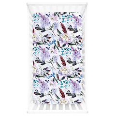HNHUAMING crib sheet sized 52x28 with purple floral pattern for a secure fit.