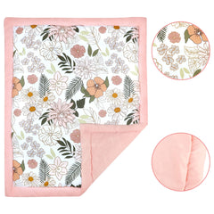 HNHUAMING pink Daisy crib skirt detail highlights stylish, tidy crib decor.