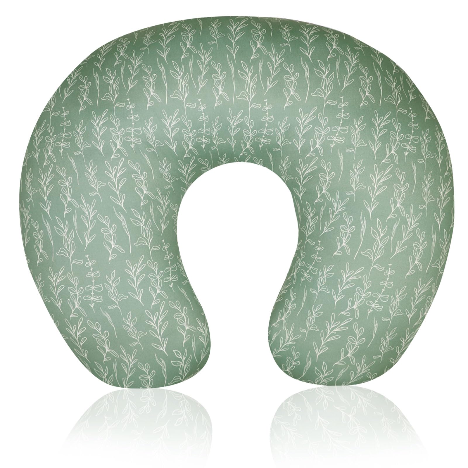 HNHUAMING green sage nursing pillow cover close-up showing soft, breathable fabric for feeding comfort