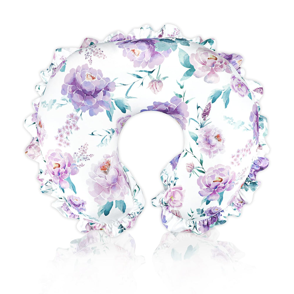 HNHUAMING nursing pillow cover purple floral closeup for stylish feeding moments