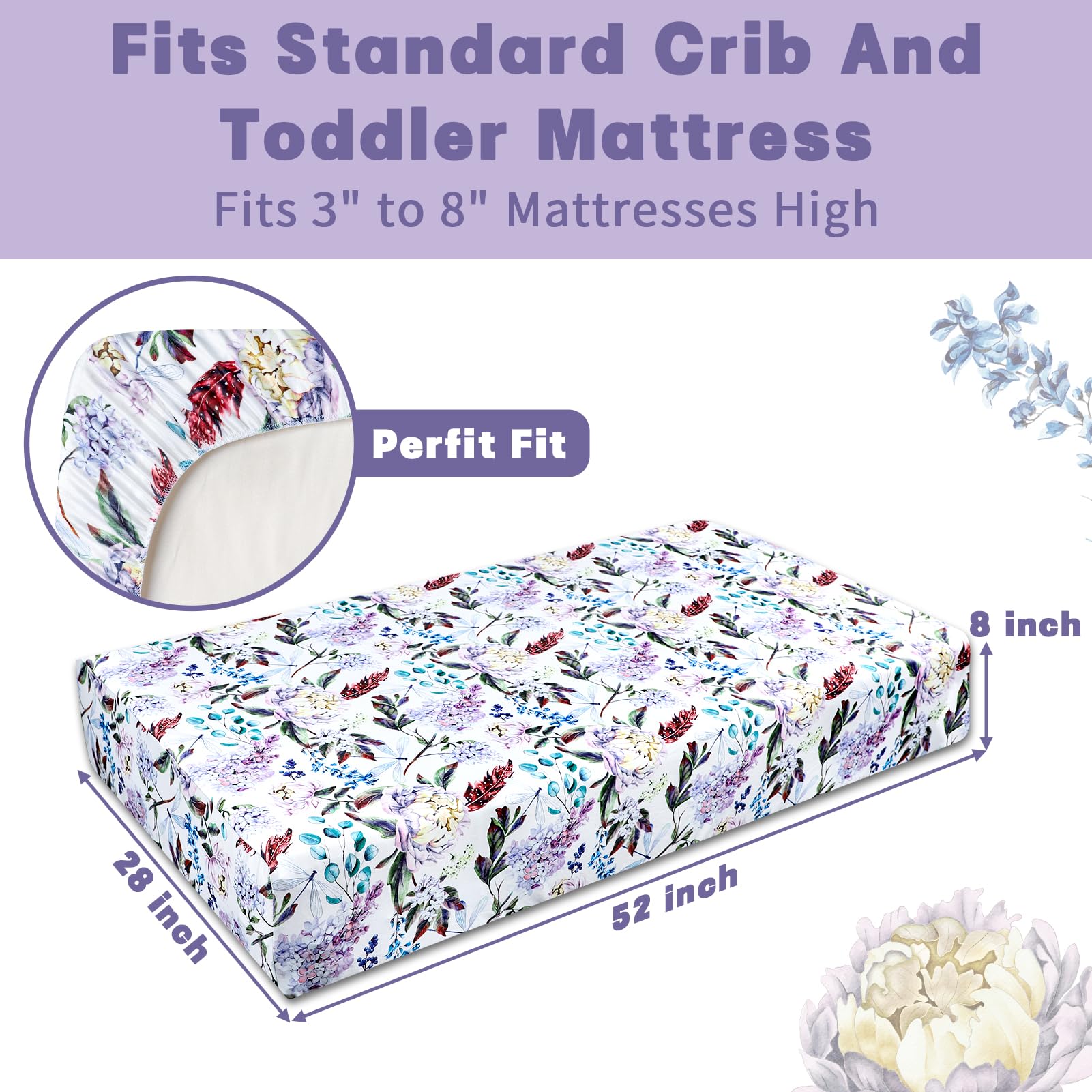 HNHUAMING purple floral pattern enhances nursery decor appeal.