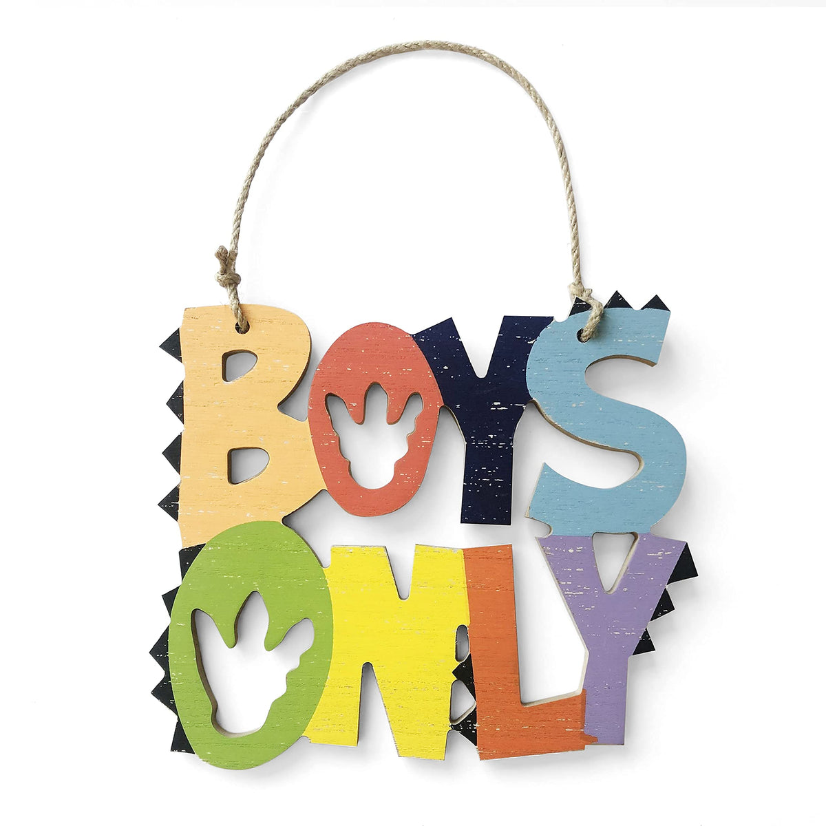 HnJOY Boys Only Dino Paw wall decor adds playful dinosaur theme to a boy's room.
