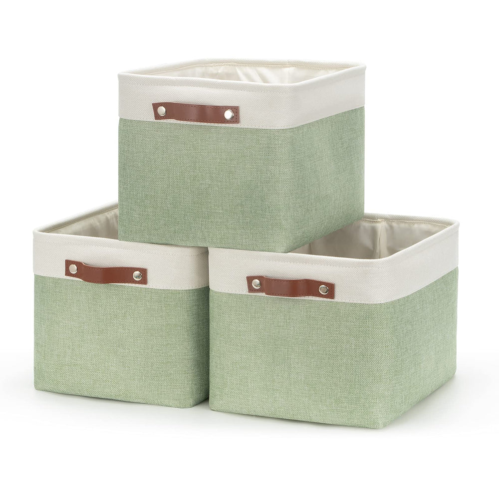 HNZIGE 3-pack storage baskets on shelf showing organized space and color coordination