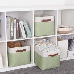 HNZIGE 3-pack with leather handles for easy sliding from shelves