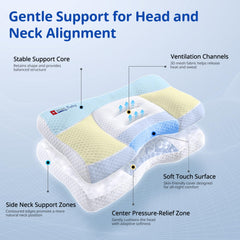 HOAGBaby toddler-pillow-zoned-fillings reveals adjustable height with extra cotton for comfort.
