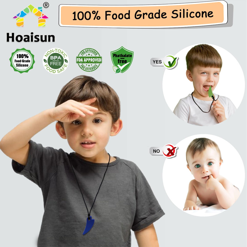 Hoaisun breakaway clasp highlighted on sensory necklace for safer wear.