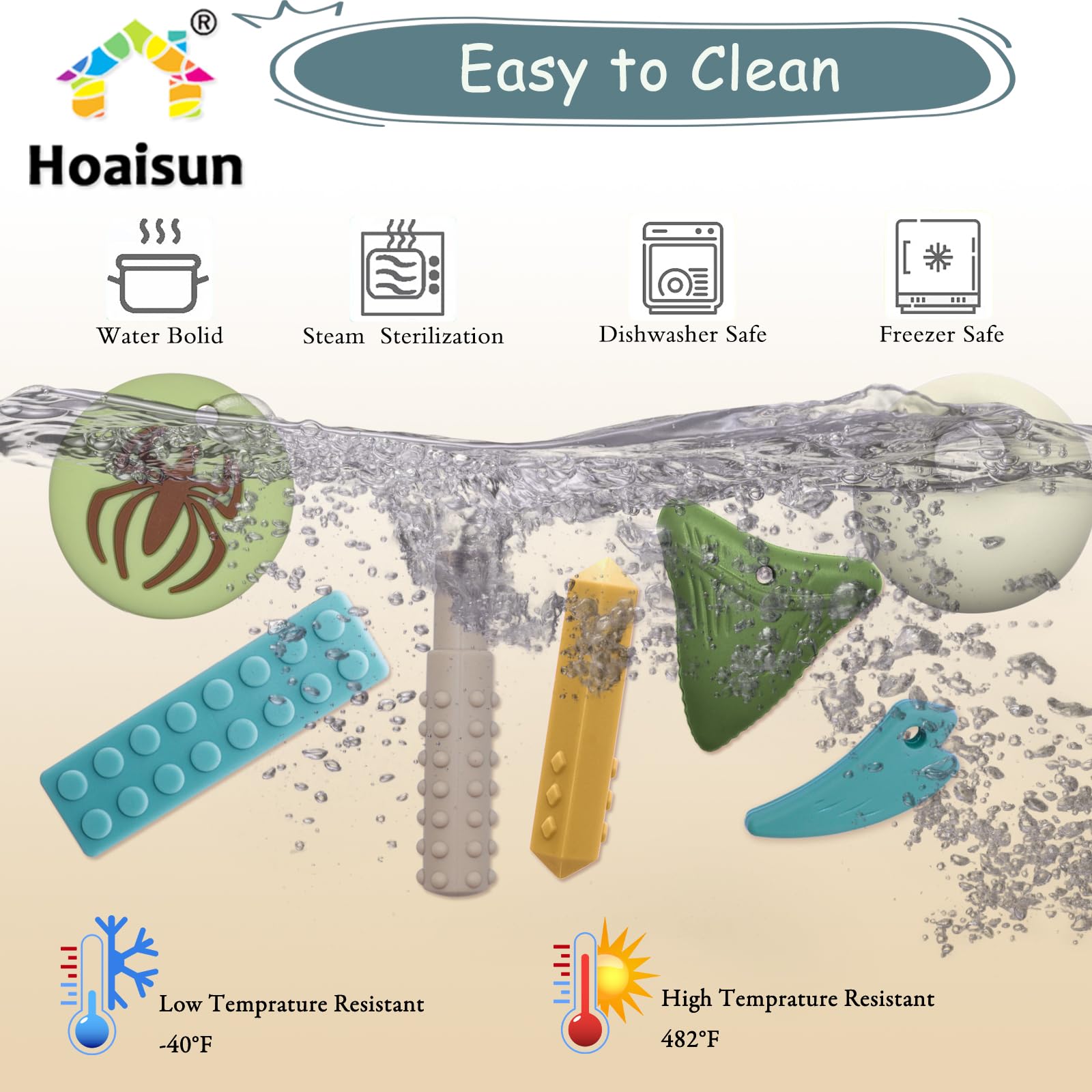 Hoaisun 7-pack chew necklace circle texture promotes quiet fidget control