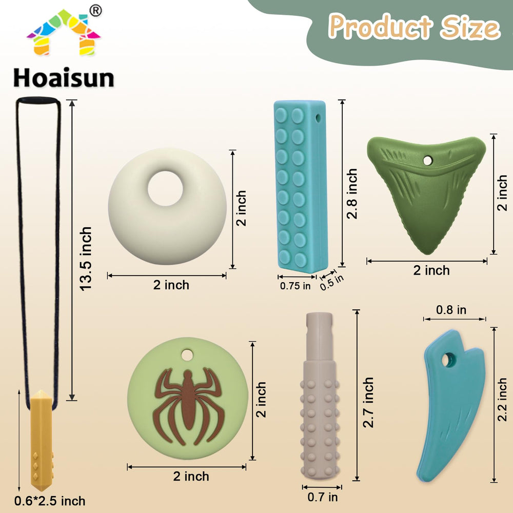 Hoaisun 7-pack chew necklace crayon texture supports teething comfort and calm