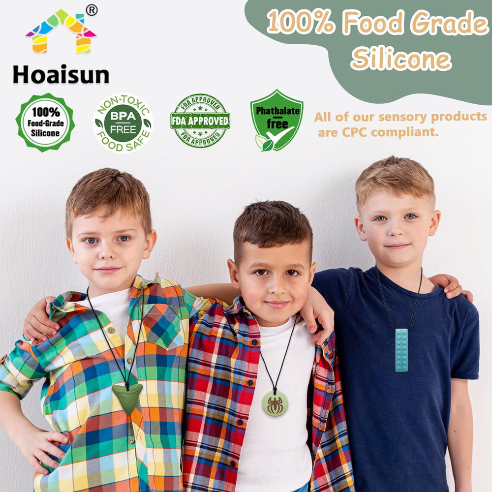Hoaisun 7-pack chew necklace shark-tooth texture helps focus and self-regulation