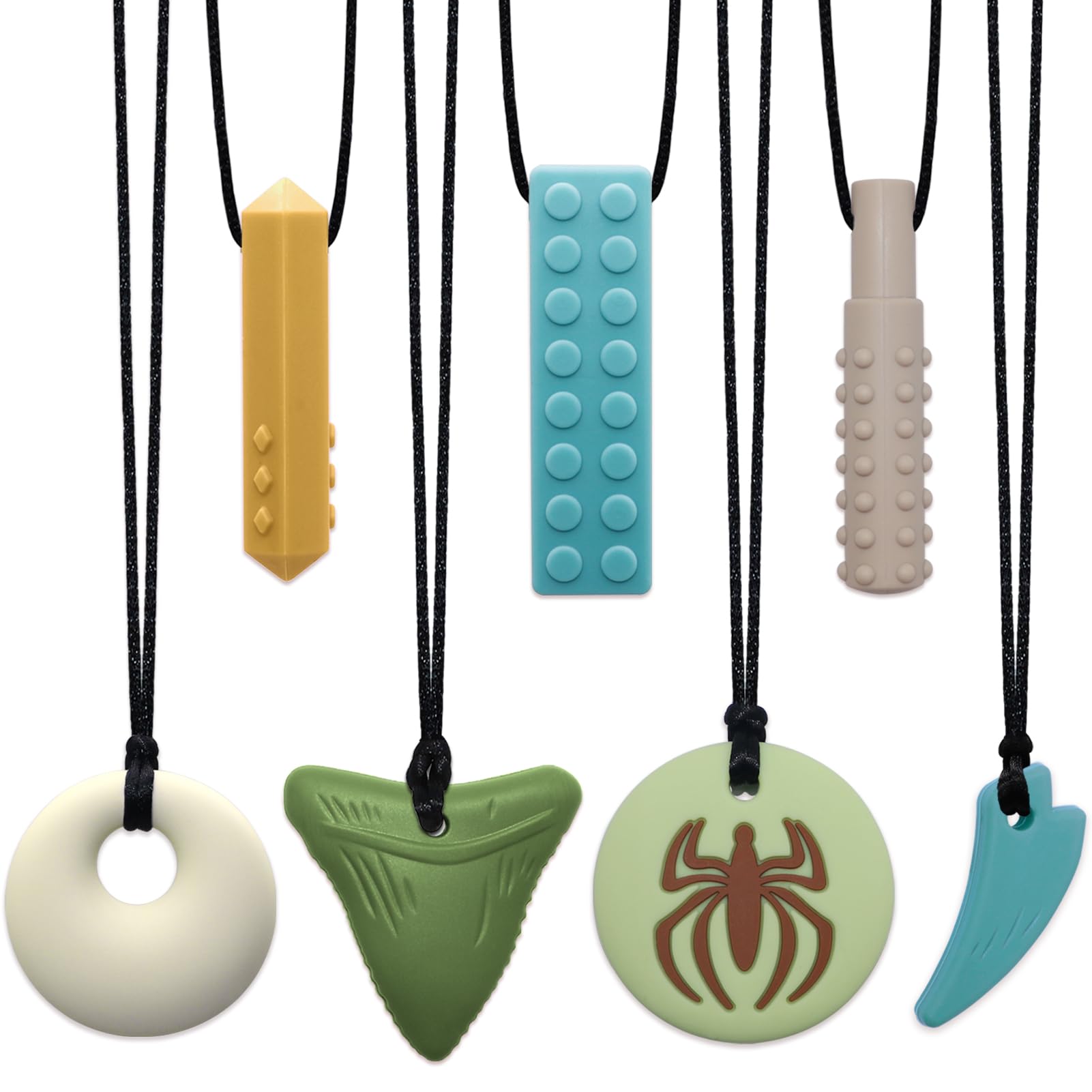 Hoaisun 7-pack chew necklace spider texture for sensory calm