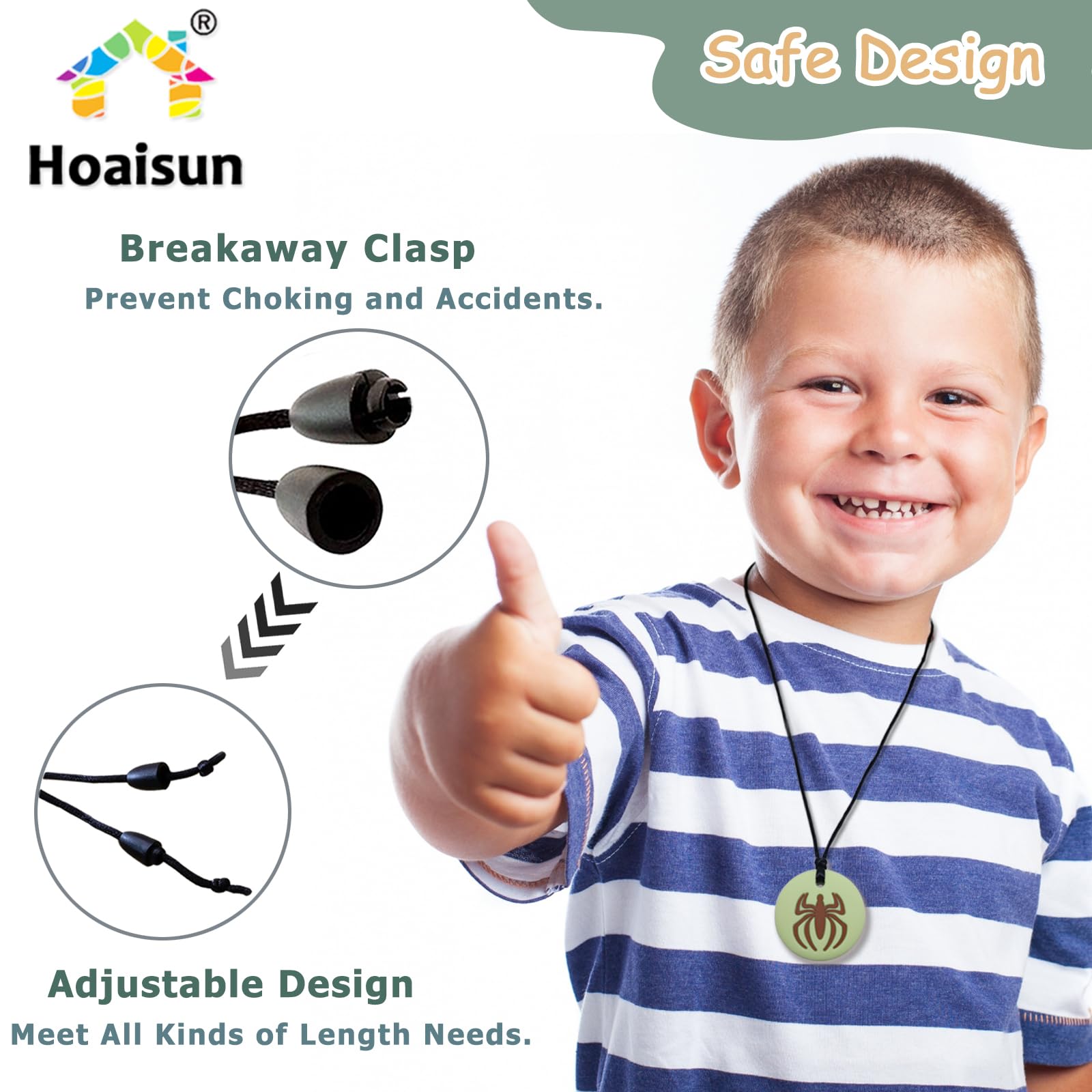 Hoaisun 7-pack chew necklace stick texture provides safe biting outlet for focus