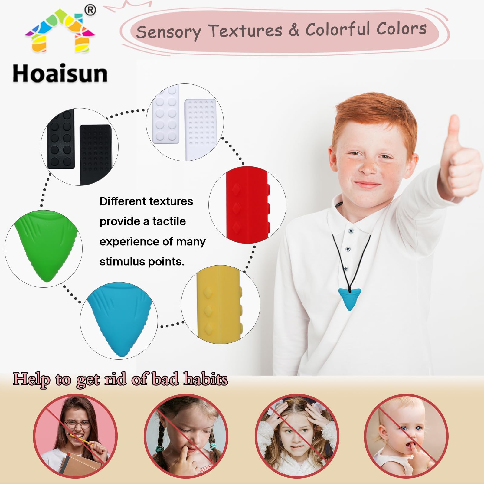Hoaisun chew necklaces building blocks texture supports focus and self-regulation