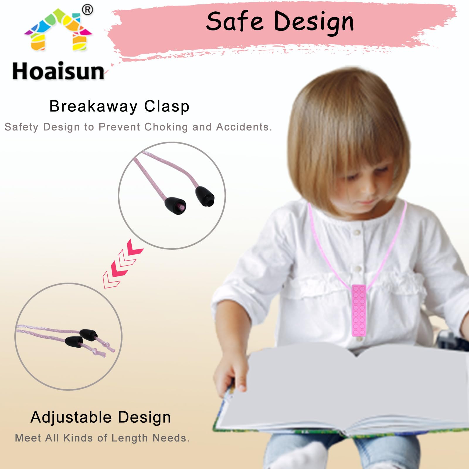 Hoaisun feather chew necklace soothes nerves with soft silicone texture.