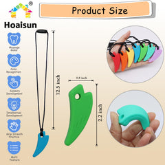 Hoaisun chewing necklace green saber-tooth pendant promotes oral engagement and concentration.