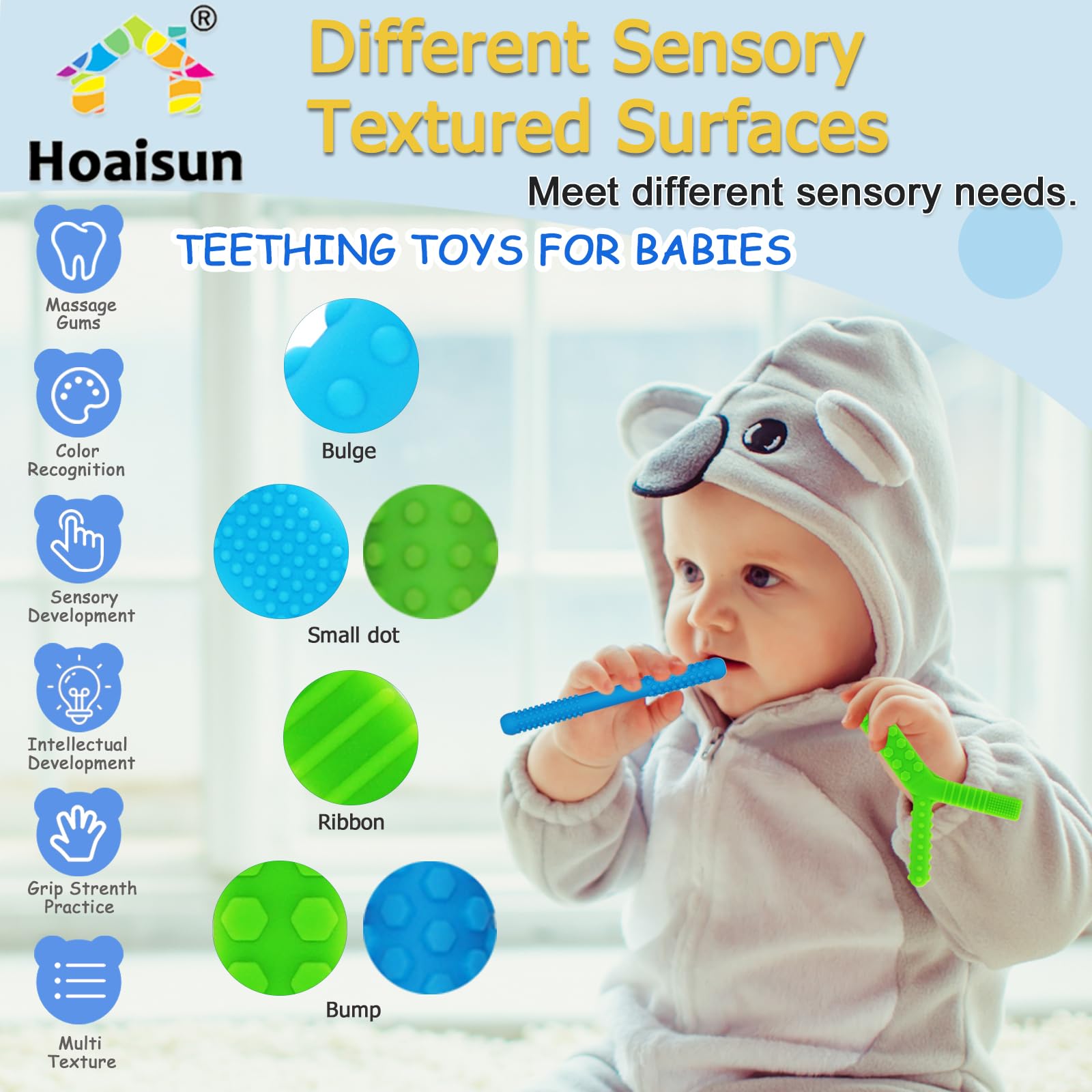 Hoaisun handheld chew toy with ergonomic grip for independent sensory breaks.