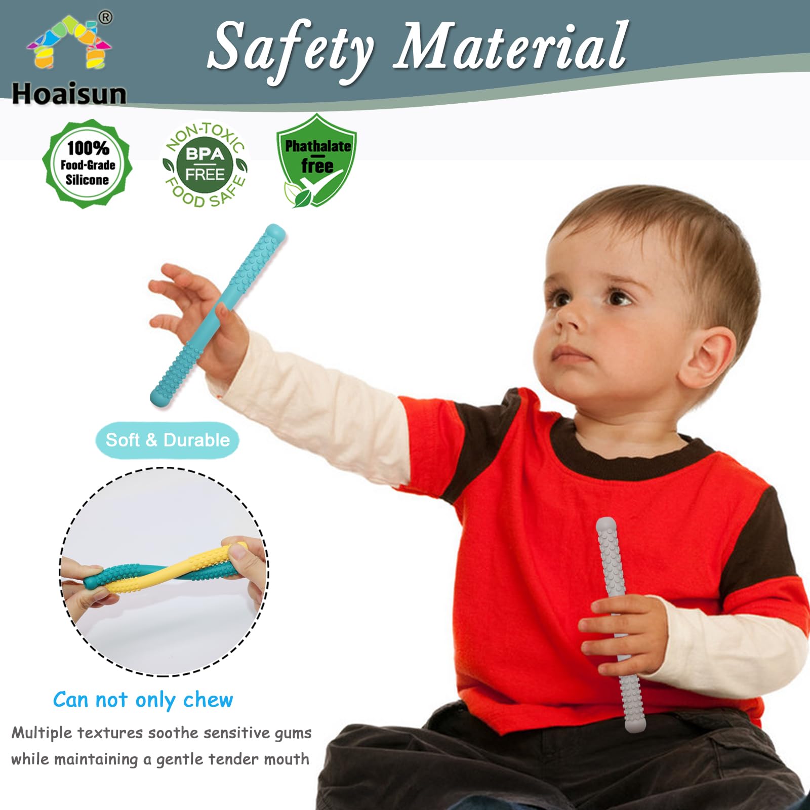 Hoaisun hollow-teether tubes come with brushes for easy cleaning.