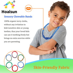 Hoaisun sensory kids necklace worn by child during classroom activities for focus.