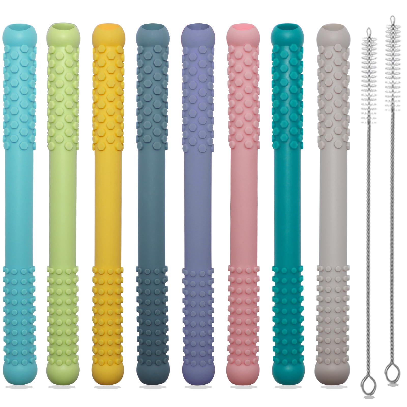 Hoaisun teething sticks 8-pack in soft colors soothe babies during teething.