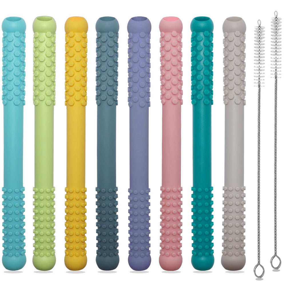 Hoaisun teething sticks 8-pack in soft colors soothe babies during teething.