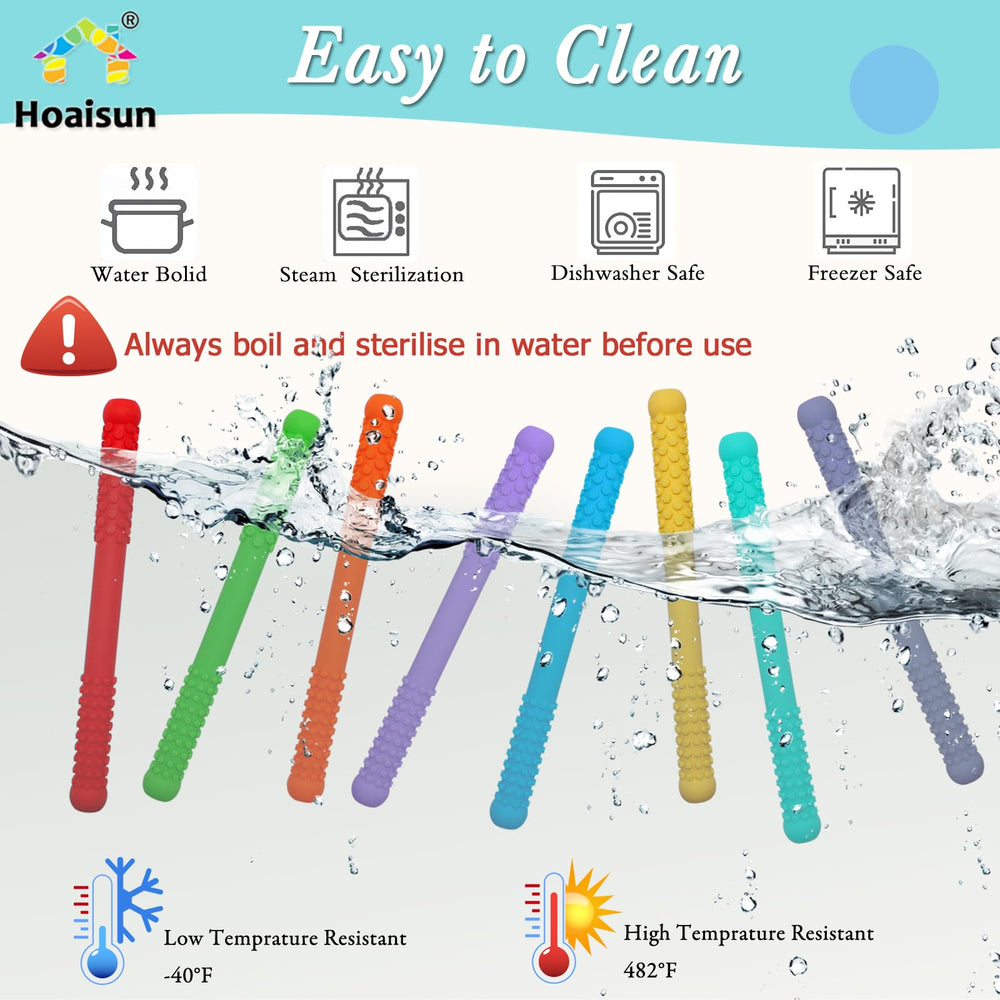 Hoaisun teething straws dishwasher-safe silicone for quick sanitizing