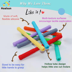 Hoaisun teething straws two-textures ends for gum soothing during teething