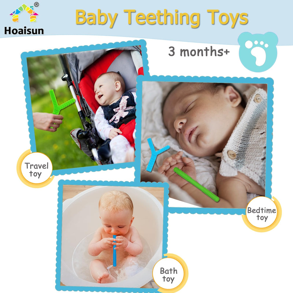 Hoaisun toddler teething toy made from soft silicone for gentle mouthing.