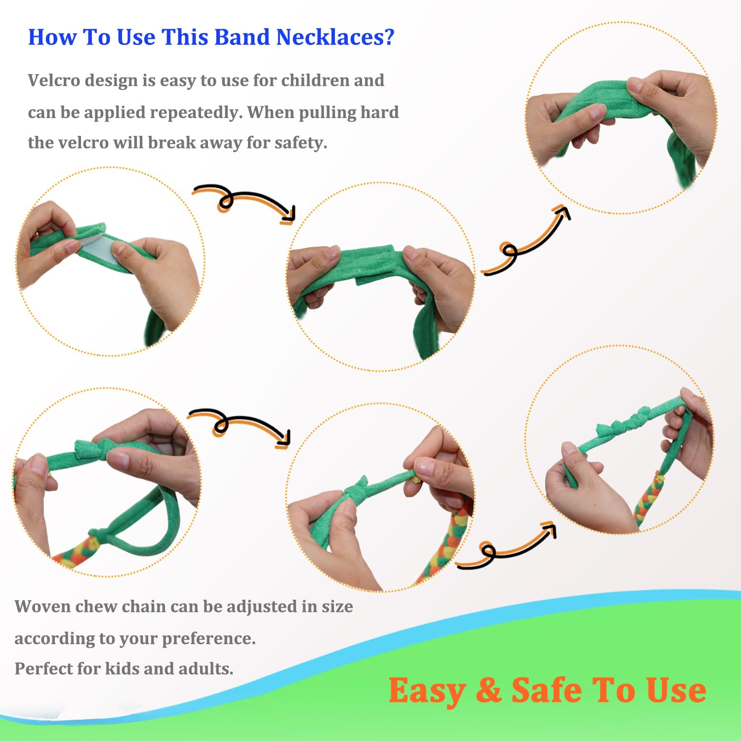 Hoaisun washable and reusable chew necklaces for easy cleanup.