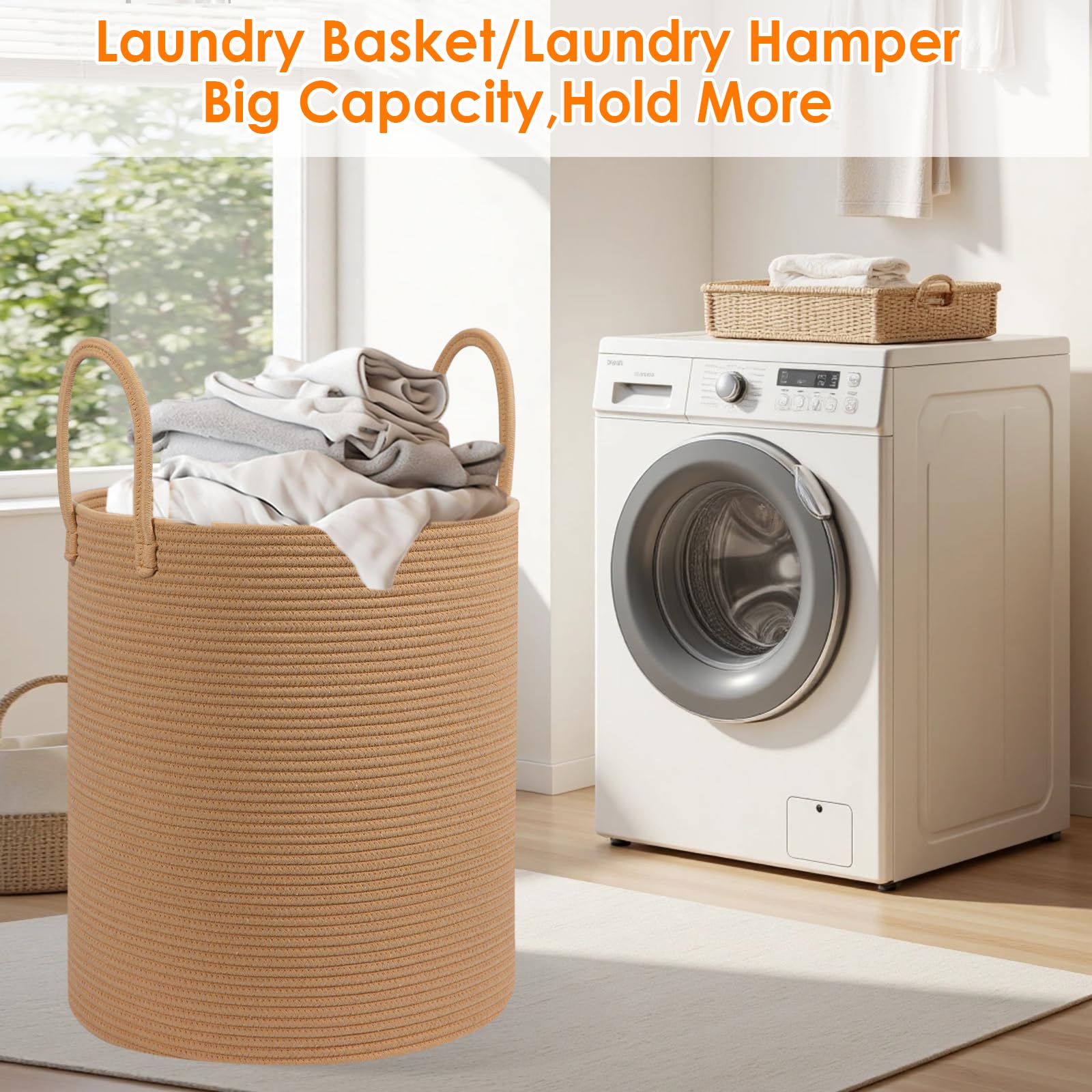 HOBASKET 18x22 basket full of laundry demonstrates large capacity