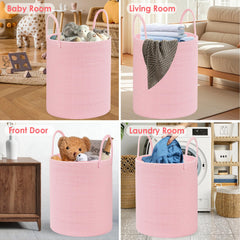 HOBASKET cotton rope laundry basket pink nursery decor ideal for toy storage