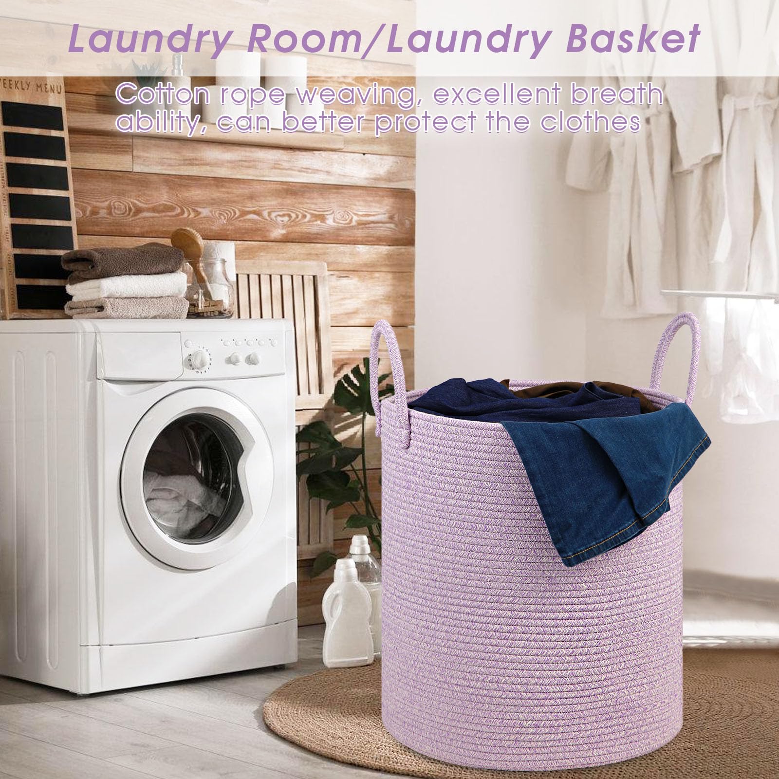 HOBASKET Easy-carry handles enable quick transportation between living spaces.