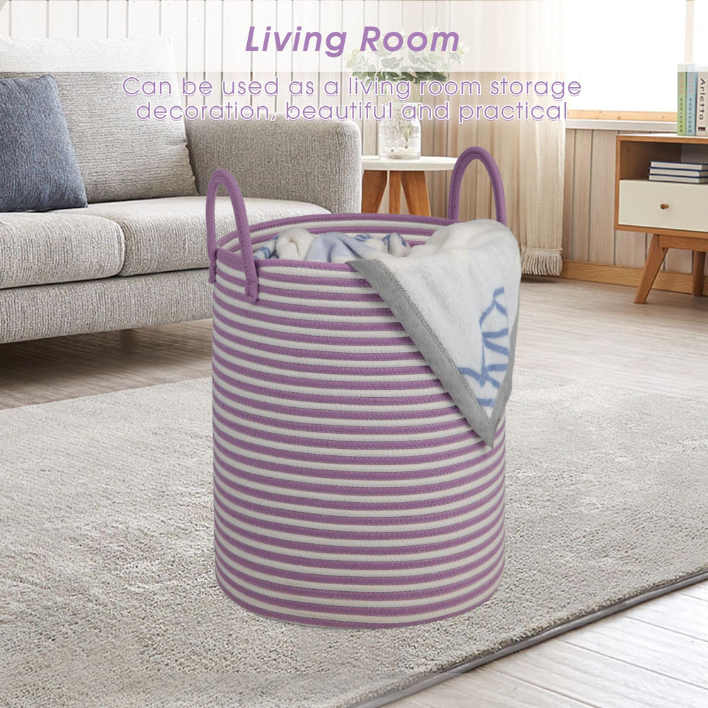 HOBASKET kids laundry basket ready for room-to-room use.