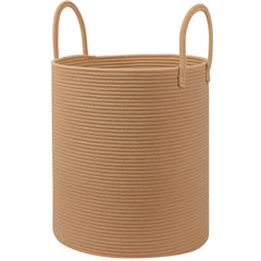 HOBASKET large cotton rope storage basket front view highlights natural beige tone for versatile living room decor
