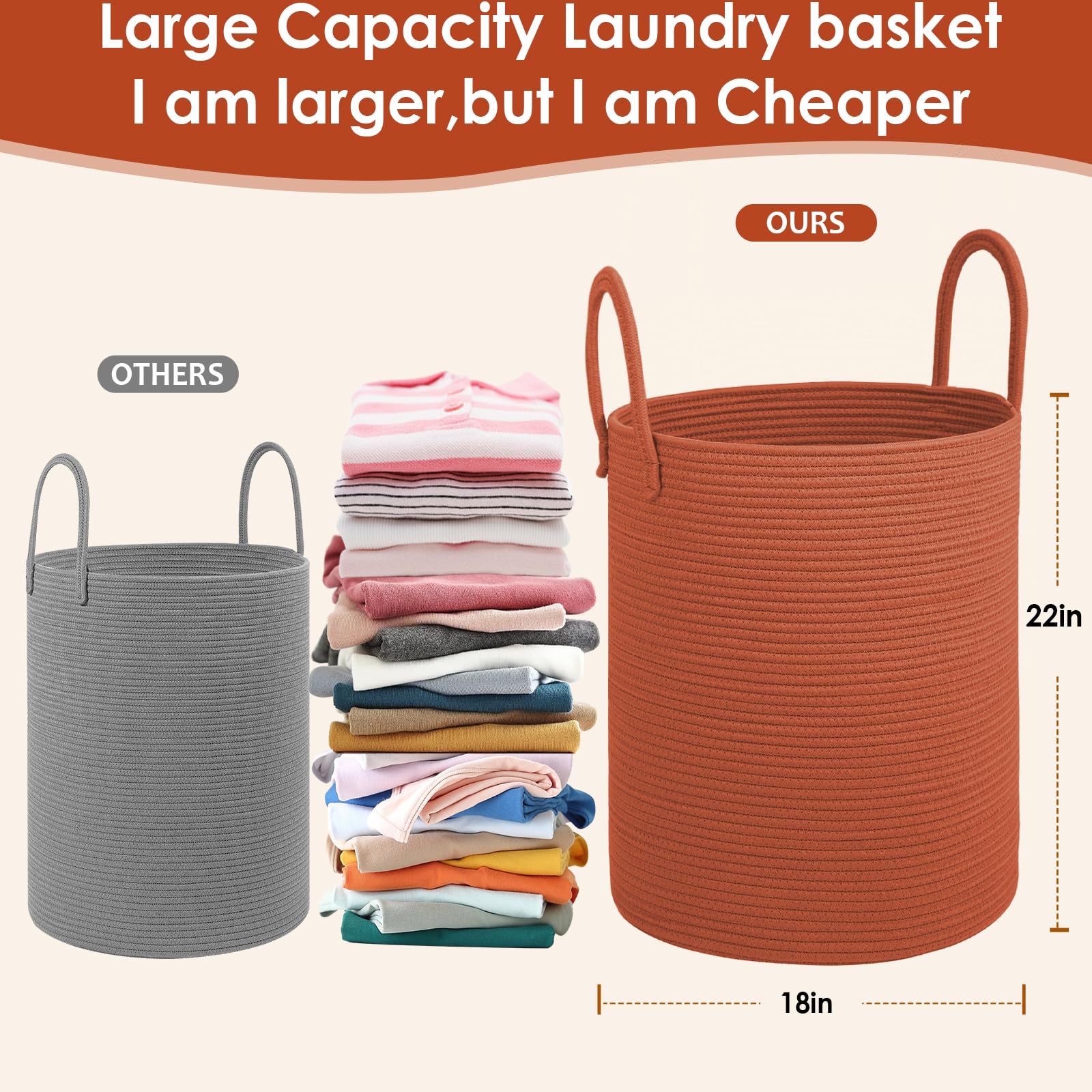 HOBASKET laundry basket with handles showing durable carry option