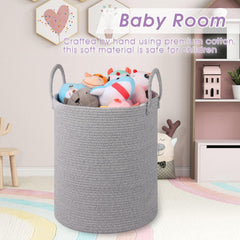 HOBASKET laundry hamper with handles in light-gray for easy transport.