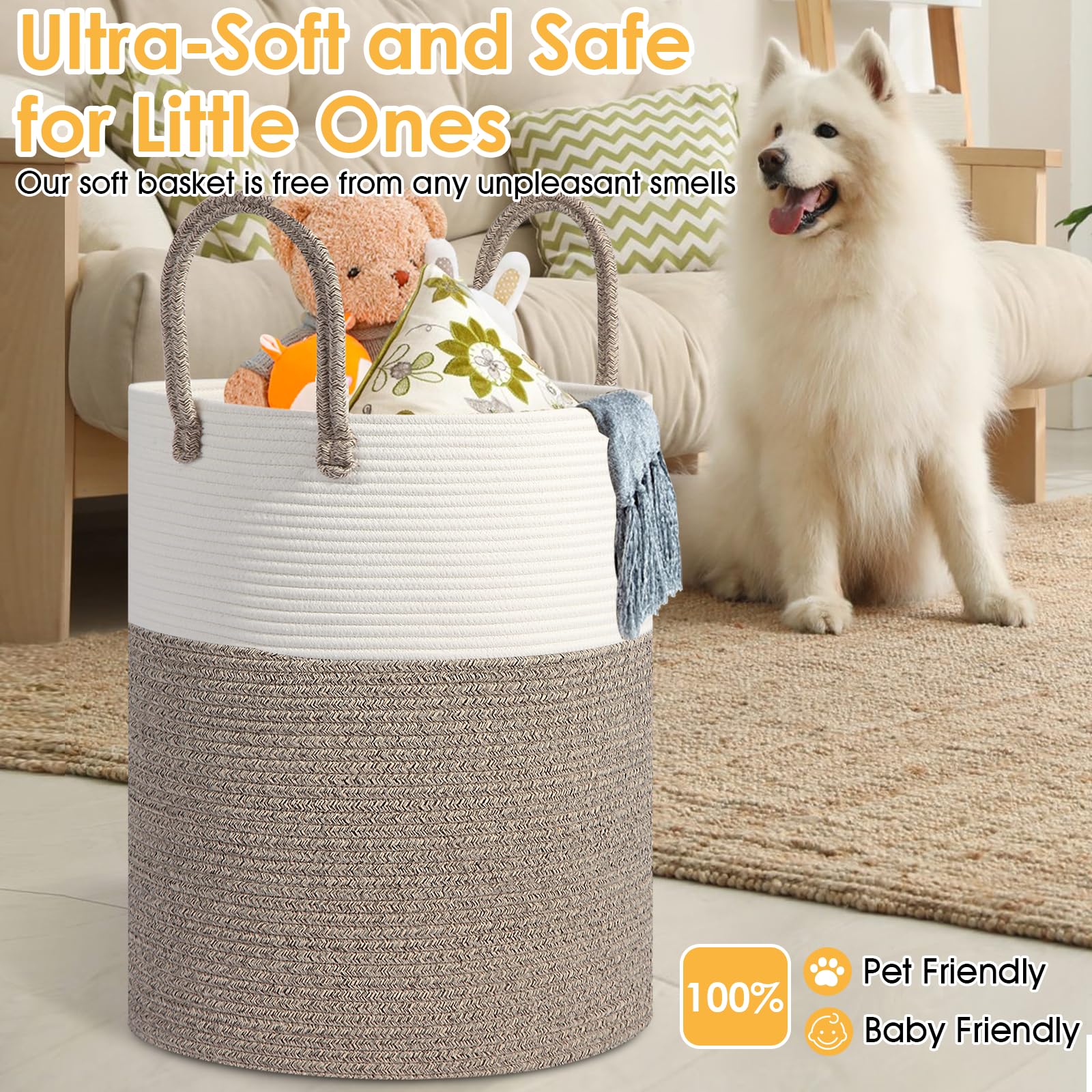 HOBASKET lightweight basket features two handles for effortless portability.