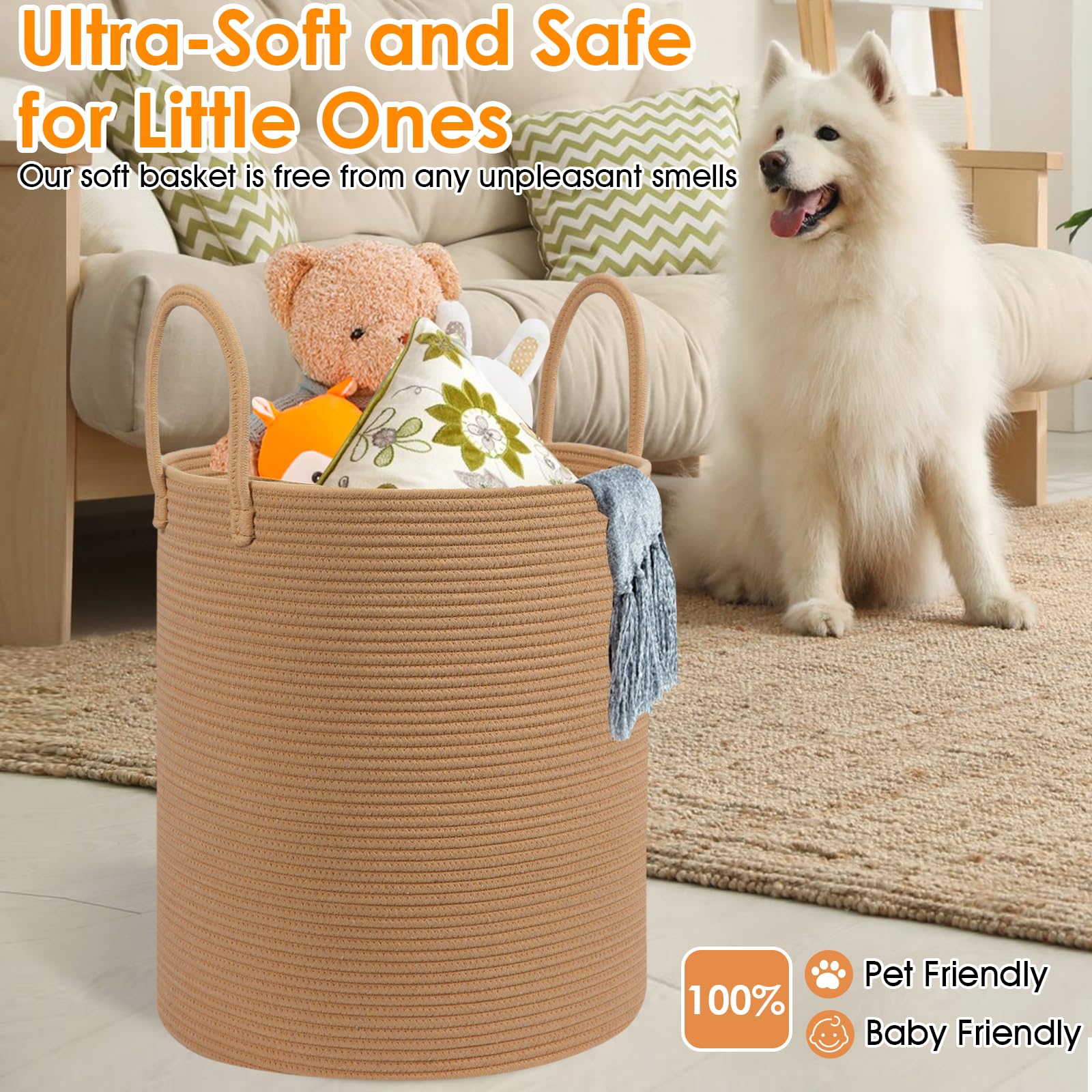 HOBASKET living room decor basket with blankets