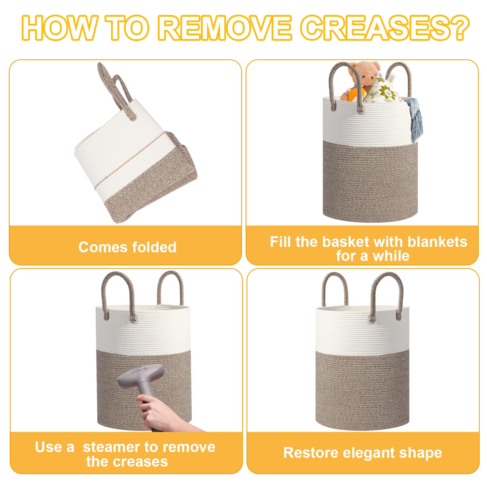 HOBASKET room decor basket blends practicality with cozy charm for blankets and pillows.