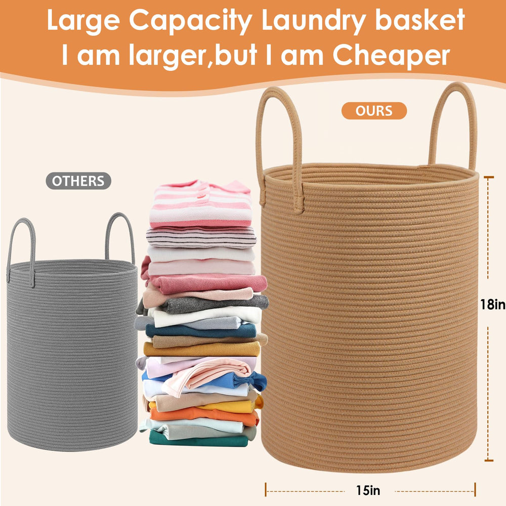 HOBASKET rope storage basket handles close-up for easy room-to-room laundry transport