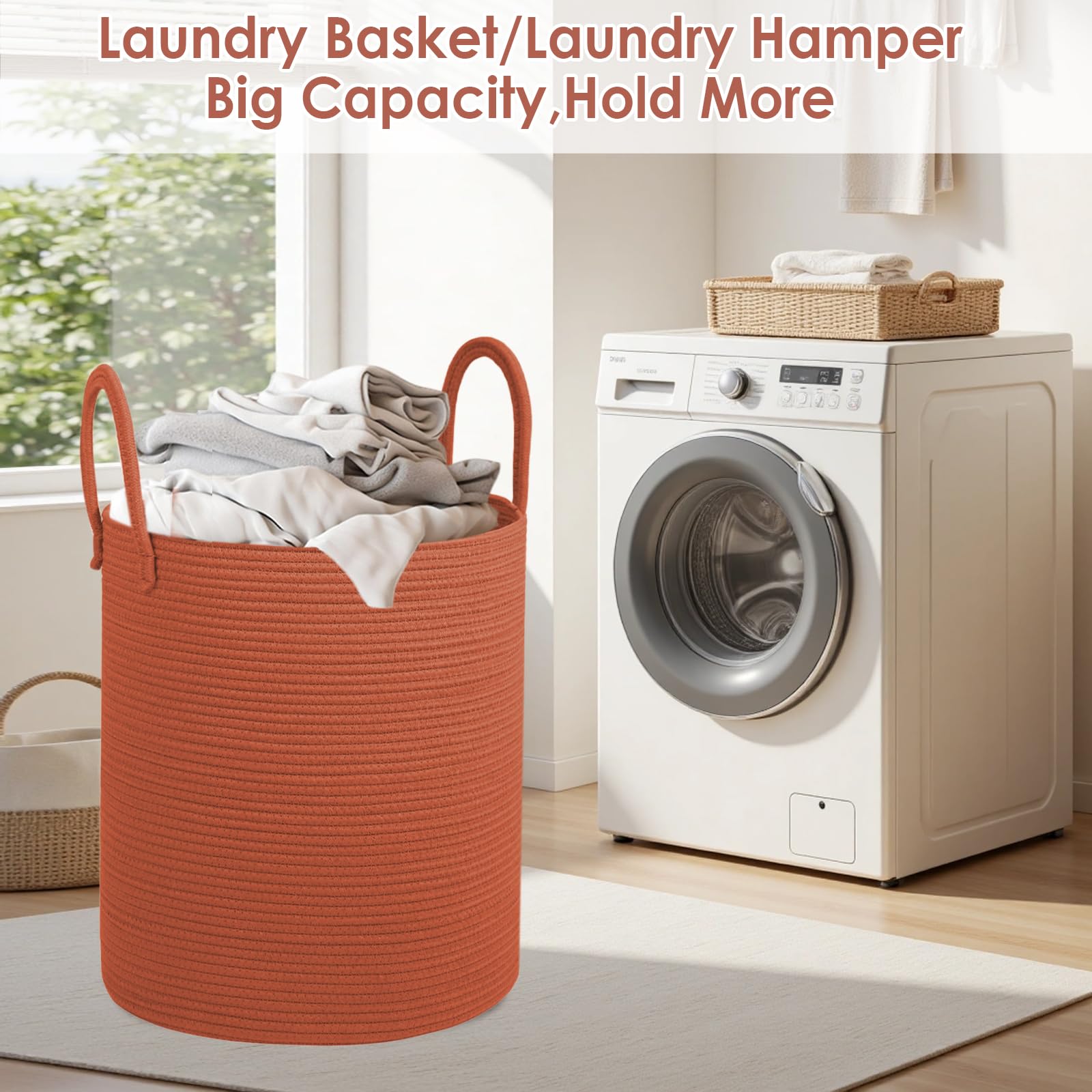 HOBASKET spacious interior laundry basket ready for full loads