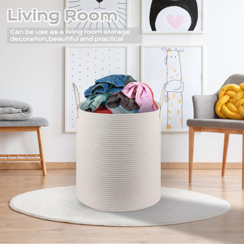 HOBASKET storage basket in living room adds rustic charm while tidying.
