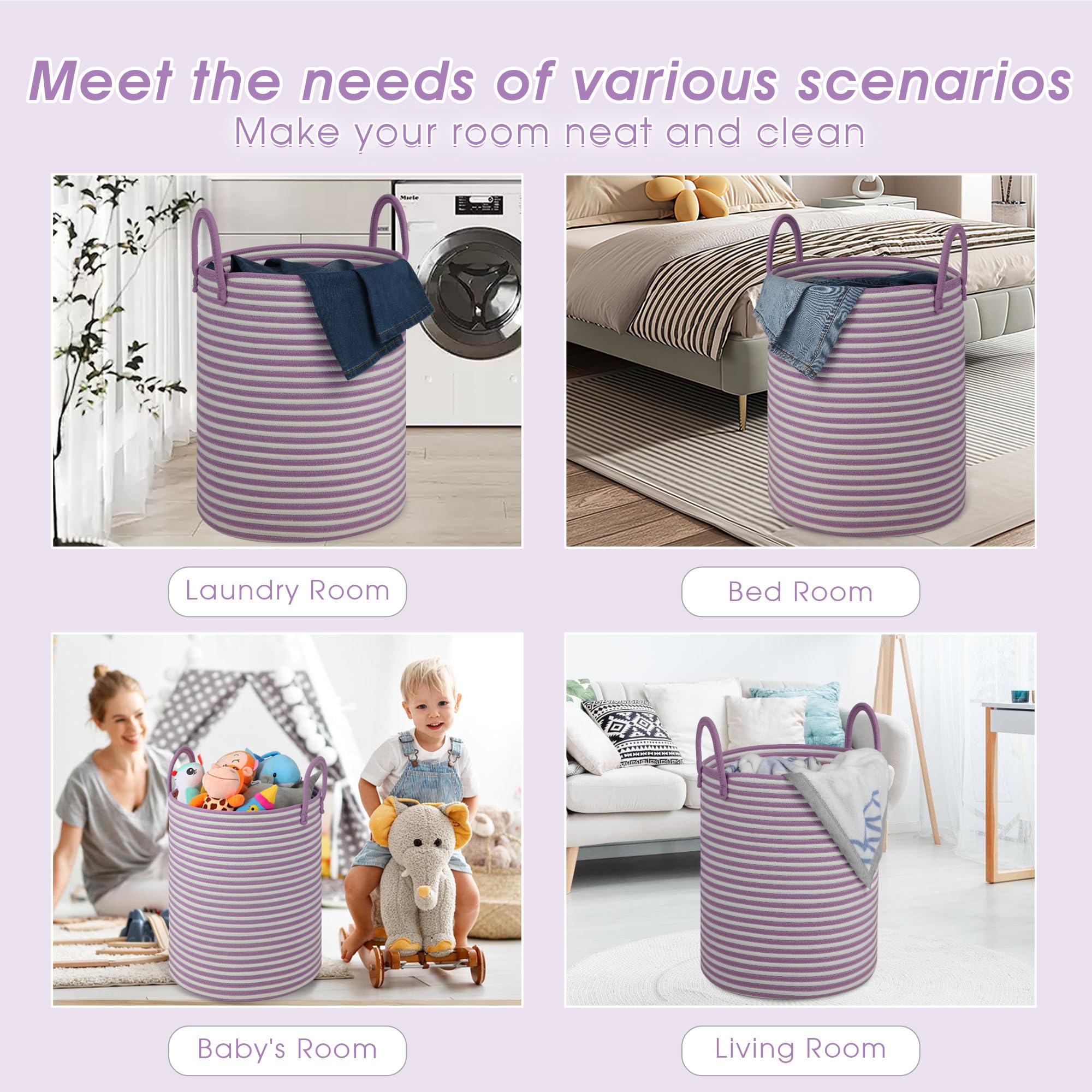 HOBASKET toy storage basket woven design complements kids' rooms.