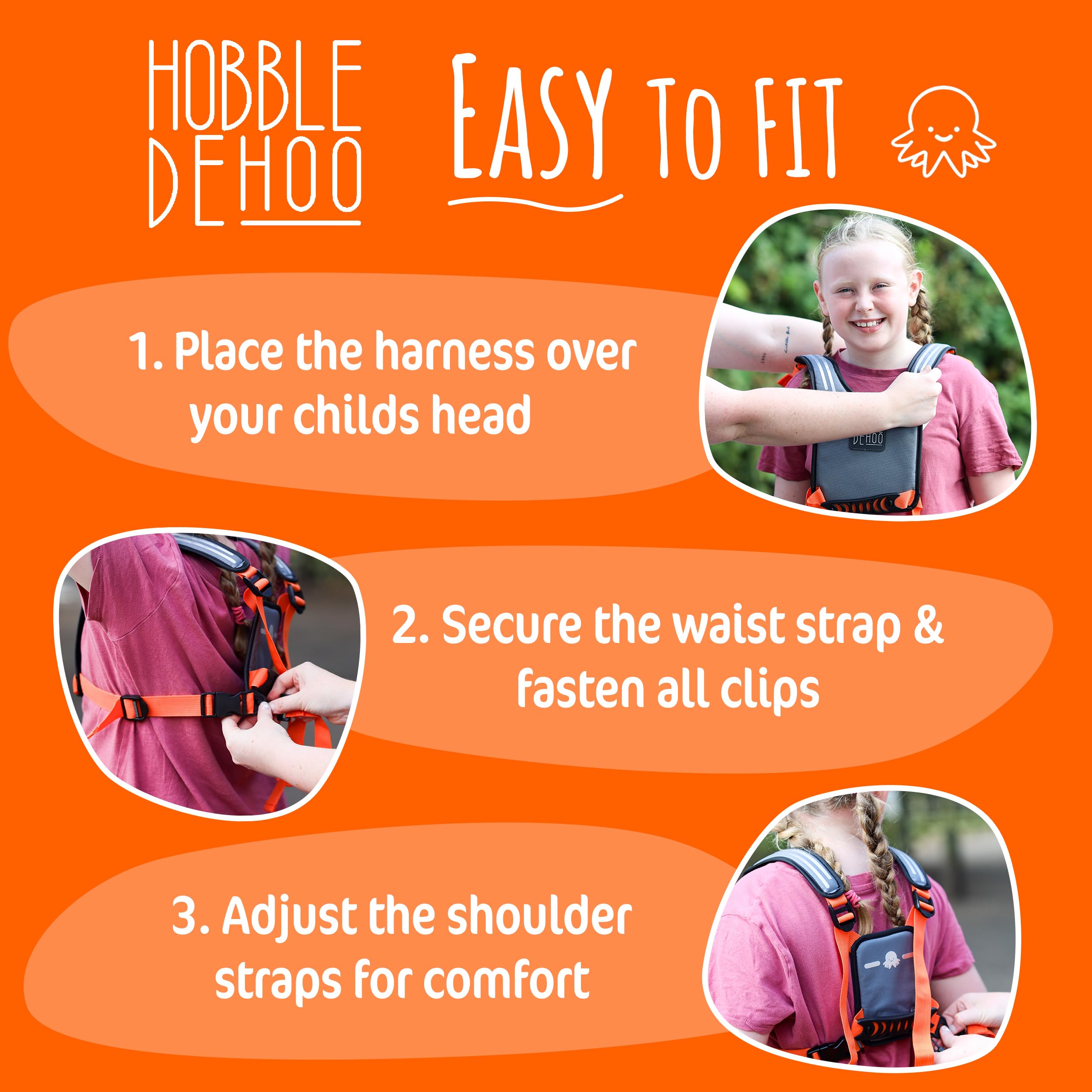 Hobble De Hoo Active XL adjustable straps illustrate grow-with-you design for long-term use.