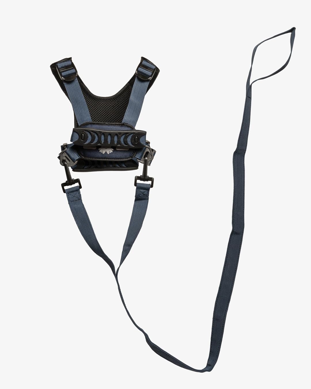Hobble De Hoo blue harness back view with detachable lead for flexible supervision