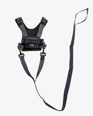 Hobble De Hoo blue harness back view with detachable lead for flexible supervision